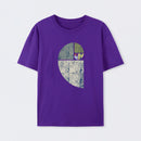 Purple Distressed Fibonacci Spiral Graphic T-Shirt
