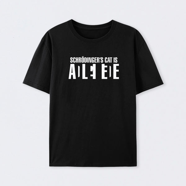 Black SchrÖdinger's Cat ADLEIAVDE Science T-Shirt
