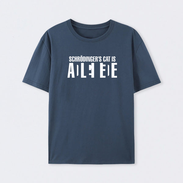 Navy SchrÖdinger's Cat ADLEIAVDE Science T-Shirt