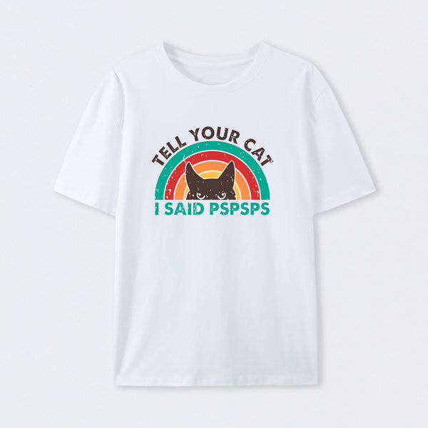 Tell Your Cat Top Retro Cat Rainbow T-Shirt
